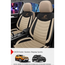 Panther Serisi Keten Kumaş Oto Koltuk Kılıfı- Dacia Sandero-stepway-duster Uyumlu Bej