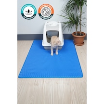 110x150 Cm Hücreli Kedi Kumu Paspası Kedi Matı Kedi Tuvalet Önü Paspası Mavi