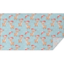 Noel Desenli Dikdörtgen Masa Örtüsü 60x102 İnç, Su Geçirmez Ve Leke Tutmaz-a199 Beyaz