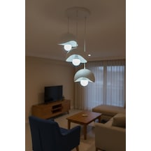 Beton Görünüm 3 Lü Sarkıt Avize Toz Tutmayan Bio Yapı, Loft İskandinav Bohem, E27ampul İçerir Beyaz