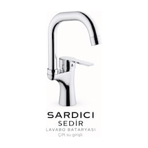 Sardıcı Sedir Lavabo Bataryası Krom Pirinç Gövde Çift Su Girişli Tam Takım