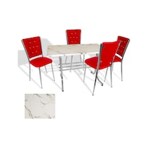 Japon - Kapitoneli Masa Takımı - 70x120 Werzalit, Wermodin Ve Allzalit Tabla - Afyon Marble - Kırmızı Çok Renkli