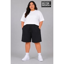 Superlife Süperlife Büyük Beden Kadın Bağcıklı Şort Spr26bsrk592 Siyah