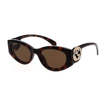 Gucci Gg 1691s 002 54 Kadın Cat Eye Kırçıllı Kahverengi Kemik Güneş Gözlüğü Kahverengi