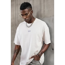 Balenbi Unisex Bisiklet Yaka Oversize Kalıp Penye Tişört 1004 Beyaz