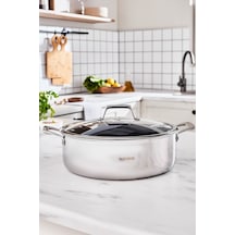 Karaca  Plasma Steel 3Ply İndüksiyon Tabanlı Çelik Pilav/Karnıyarık Tencere 30 Cm