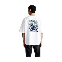 Paybuy Erkek Oversize Motosiklet Baskılı Tişört Vintage Biker Retro Graf