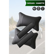 Nissan Vanette Uyumlu Set Siyah Deri Yastık Lüks Deri Kemer Koruyucu