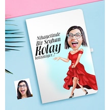 Kişiye Özel Bayan Kolay Yetişmiyor Karikatürlü Beyaz Defter-1
