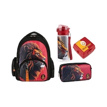 Taraftar Galatasaray Çanta+ Kalemlik+ Suluk+ Beslenme Kabı Set 12 Çok Renkli