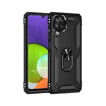 Samsung Galaxy M33 İçin Kılıf Military Ring Holder Siyah Galaxy M33 İle Uyumlu Kılıf - Siyah