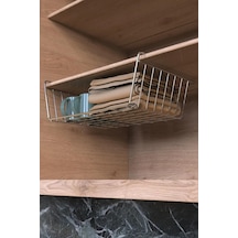 Paslanmaz Dayanıklı Kanguru Raf, Çok Amaçlı Sepet, Raf Ve Dolap Düzenleyici Metal 35 X 26 Bej Diğer