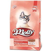 Molly Somonlu ve Karidesli Yetişkin Kedi Maması 15 KG