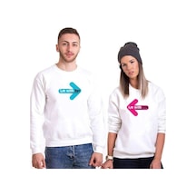 Tshirthane I,M With Tohether Sevgili Kombinleri Unisex Sweatshirt Kırık Beyaz