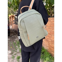 Just Polo Kadın Yeşil Camel 9 Gözlü Büyük Boy Sırt Çantası Yeşil - Camel