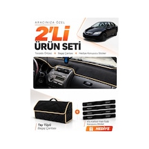 Honda Cıty 2002-2007 Uyumlu Torpido Örtüsü + Tay Tüyü Bagaj Çantası + Sticker Seti - Siyah Bej