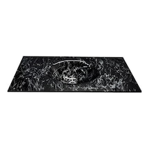 Cam Lavabo Mermer Desen Siyah Beyaz 100 x 56 CM