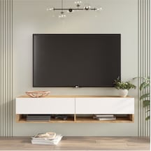 Aven Tv Ünitesi Tv Sehpası Raflı Kapaklı 140cm Çam-beyaz Ave11-aw Beyaz