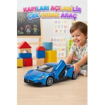 Maserati Mc20 Çek-bırak Model Araba - Açılır Kanat Kapı - 1:24 Ölçekli Metal Oyuncak Araç Mavi