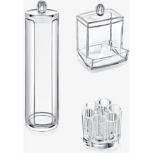 Akrilik Lüx 3'lü Makyaj Organizer Set Akrilik Beyaz Tr Diğer