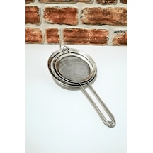 Paslanmaz Çelik 3 Boy Süzgeç - 10 Cm -12 Cm -14 Cm Ağız Çapı Çelik Süzgeç Gümüş