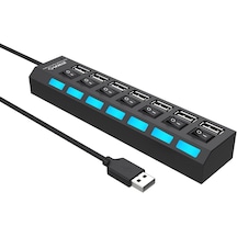 Valkyrie 7 Portlu 2.0 USB Hub Çoklu USB Çoklayıcı Splitter Adaptör Siyah