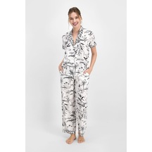 Pierre Cardin Leopard Krem Kadın Gömlek Pijama 5274-26703