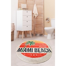Mıamı Beach Djt Çap 140 Cm Banyo Halısı Çok Renkli