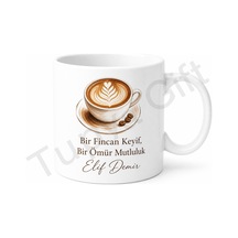 Latte Kupa Bardak Kişiye Özel Baskılı Hediye Porselen Kahve Kupası Beyaz / Çok Renkli