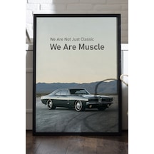 Dodge Charger Siyah Ahşap Çerçeveli Poster, Dekoratif Araba Duvar Tablosu