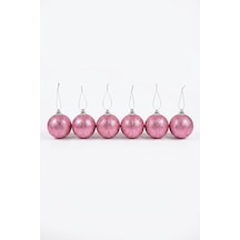 Pembe Simli Strafor Yılbaşı Ağacı Topu 6 Cm 6'lı Set