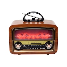 Nostajik Alev Efektli Ahşap Şarjlı 3 Dalga Radyo Telefon Tutucu,bluetooth,tf Kart