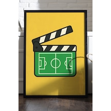 Futbol Klaket Siyah Ahşap Çerçeveli Poster, Dekoratif Spor Duvar Tablosu