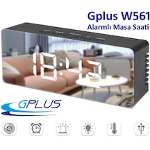 Gplus W561 Çift Alarmlı LCD Dijital Göstergeli Termometreli Aynalı Masa Saati