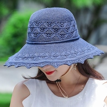 Soluk Pembe Wtempo Yazlık Katlanabilir Geniş Kenar Kadın Şapka 56 - 59 CM
