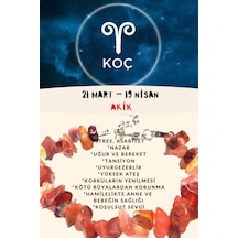 Gümüştel El Sanatları Sertifika Burç Taşı Koç Burcu Akik Taşı Bileklik Turuncu