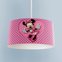 Mekta Home Bebek Ve Çocuk Odası Büyük Kalpli Minnie Mause Desenli Avize Renkli