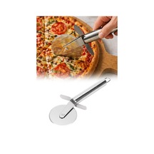 Pizza Kesici Paslanmaz Çelik Metal Saplı Yuvarlak Bıçak Dilimleme Aparatı Ergonomik