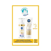 NIVEA SUN Luminous630 Güneş Koruyucu Yüz Bakım Kremi 40 ML SPF50 ve Thiamidol Etkili Leke Karşıtı Cilt Serumu 30 ML + Seyahat Seti