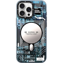 İphone 16 Pro Uyumlu Kılıf Magsafe Şarj Özellikli Youngkit Technology Serisi Kapak Mavi