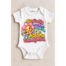 Babylimon Bu Güzellik Nerden Sanıyorsun Halamı Tanımıyorsun Beyaz Kısa Kollu Çıtçıtlı Bebek Zıbını Beyaz - 930083814 Beyaz