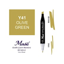 Çift Uçlu Marker Grafik Çizim Kalemi 41 Zeytin Yeşil