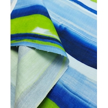 Mavi, Yeşil, Beyaz Renk Geçişli Keten Viskon Kumaş En 150 Cm X Boy 220 Cm -10296 Mavi