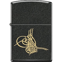 Zippo Ottoman Sultan Tuğra Black Crackle Dizayn Çakmak Siyah