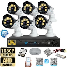 6 Kameralı Set 500 Gb Hdd Full Hd Gece Görüşlü Güvenlik Kamerası