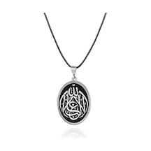 Gümüş La Galiba İllallah Yazılı Gümüş Kolye Beyaz