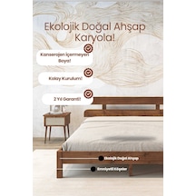 Lotus Modern Ahşap Karyola - Özel Tasarım 2'li Başlık Detaylı Modern Masif Çam Karyola