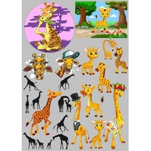 Zürafa Sticker Set 20 Parça Telefon, Tablet, Defter, Laptop Sticker