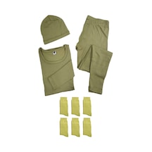 Bonbonetti Erkek Haki Askeri Termal Takım + 6 Çift Çorap + Bere Karışık L/Xl Siyah