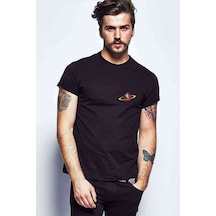 Astronot Jüpiter Bisiklet Baskılı Siyah Erkek Tshirt (528892670)